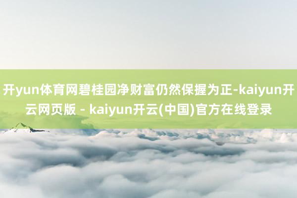 开yun体育网碧桂园净财富仍然保握为正-kaiyun开云网页版 - kaiyun开云(中国)官方在线登录